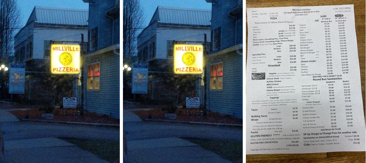 Millville Pizzeria Menu